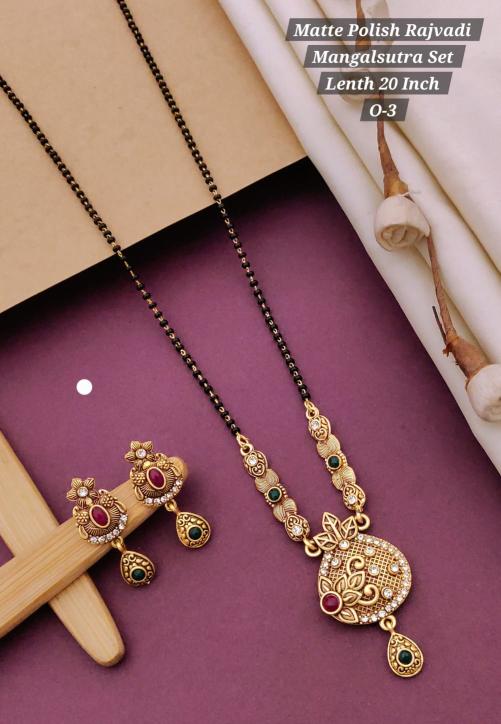 Matte polish rajvadi mangalsutra set lenth 20 inch O 3 Surat artificial jwellery suppliers